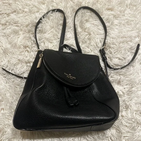 Kate Spade Leila Medium Flap Backpack in Black